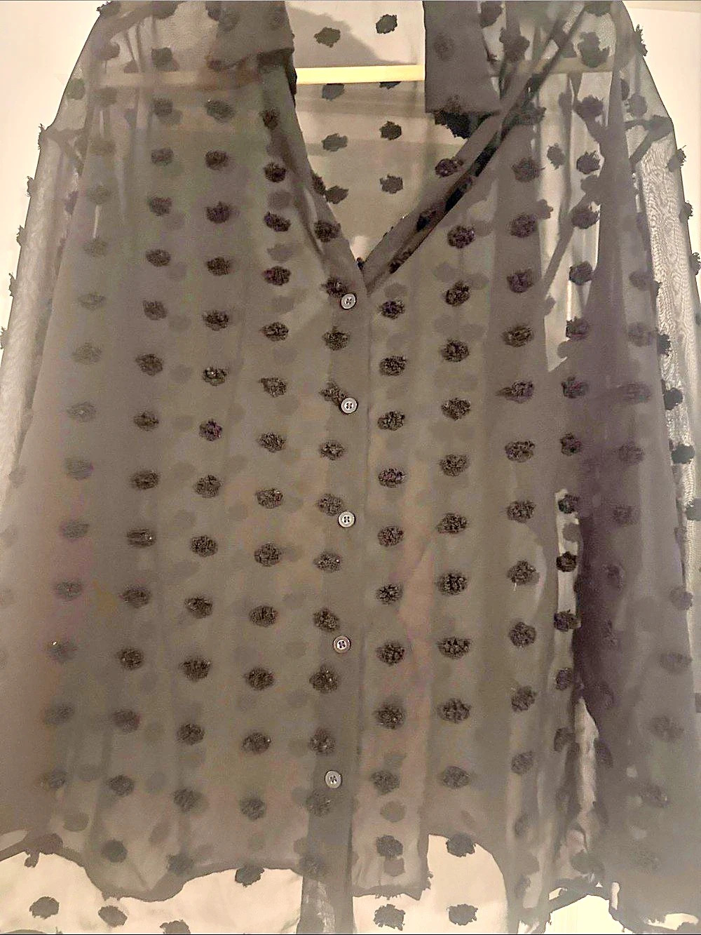 SHEIN Maternity Swiss Dot Sheer Long Sleeve Button Up Blouse